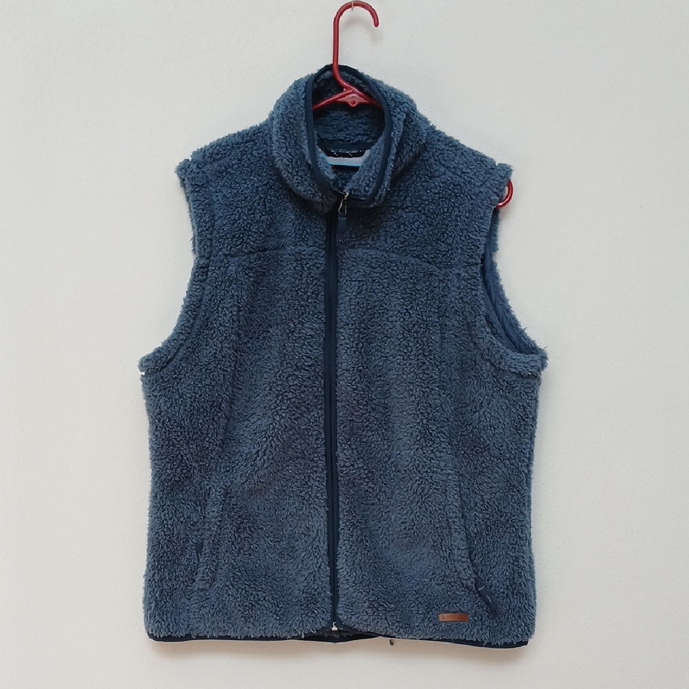 Free Country Dark Blue Sherpa Fleece Sleeveless Layer Vest Size XL Full Zip